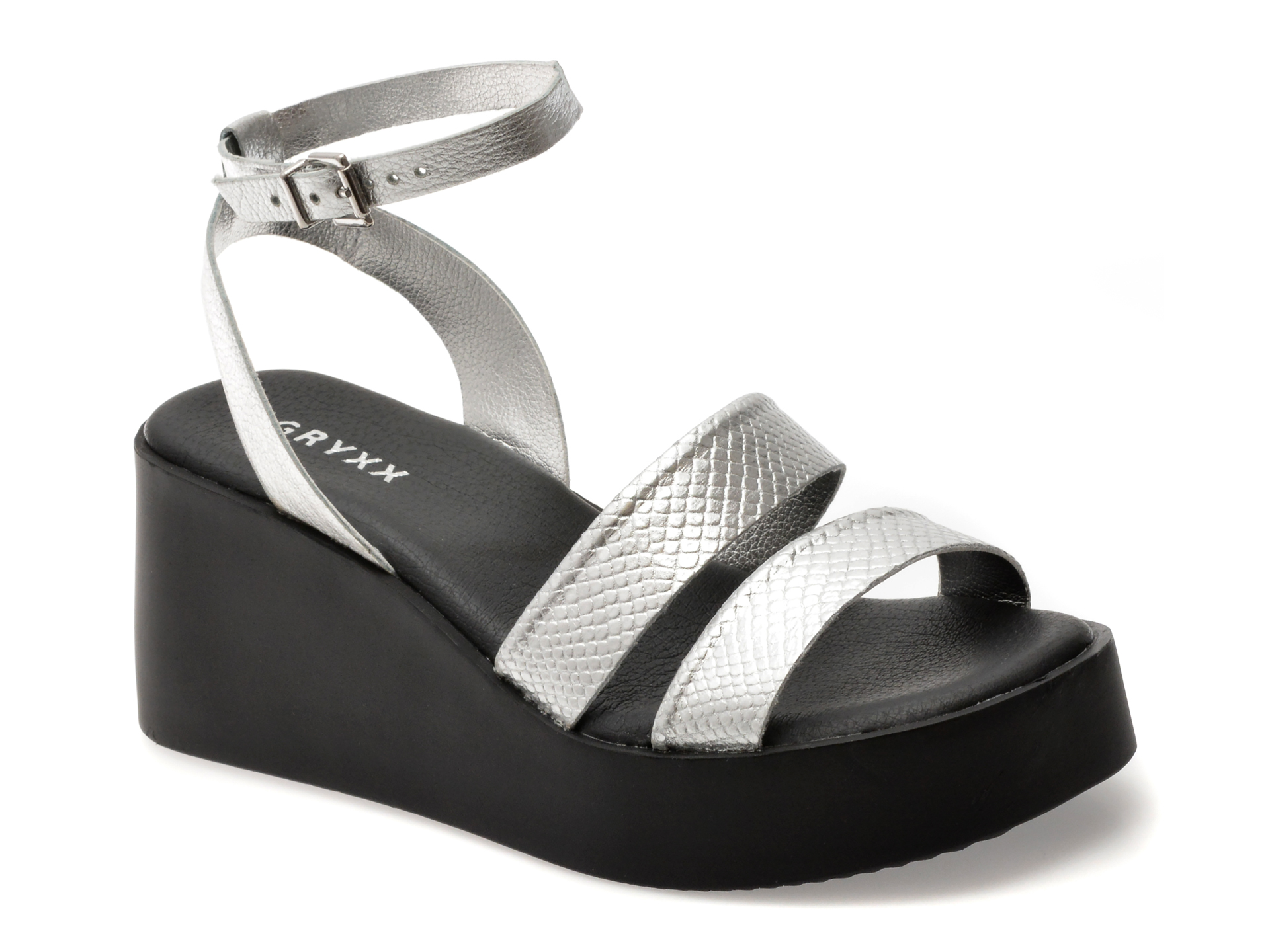 Sandale din Piele Gryxx Argintii | Elegante