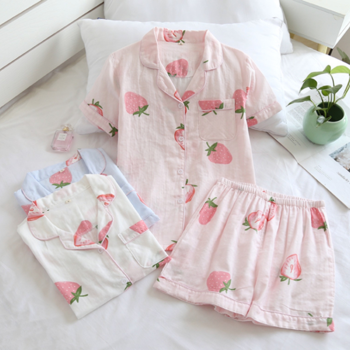 Pijama Dama Delis Strawberry, 100% Bumbac - imagine 4