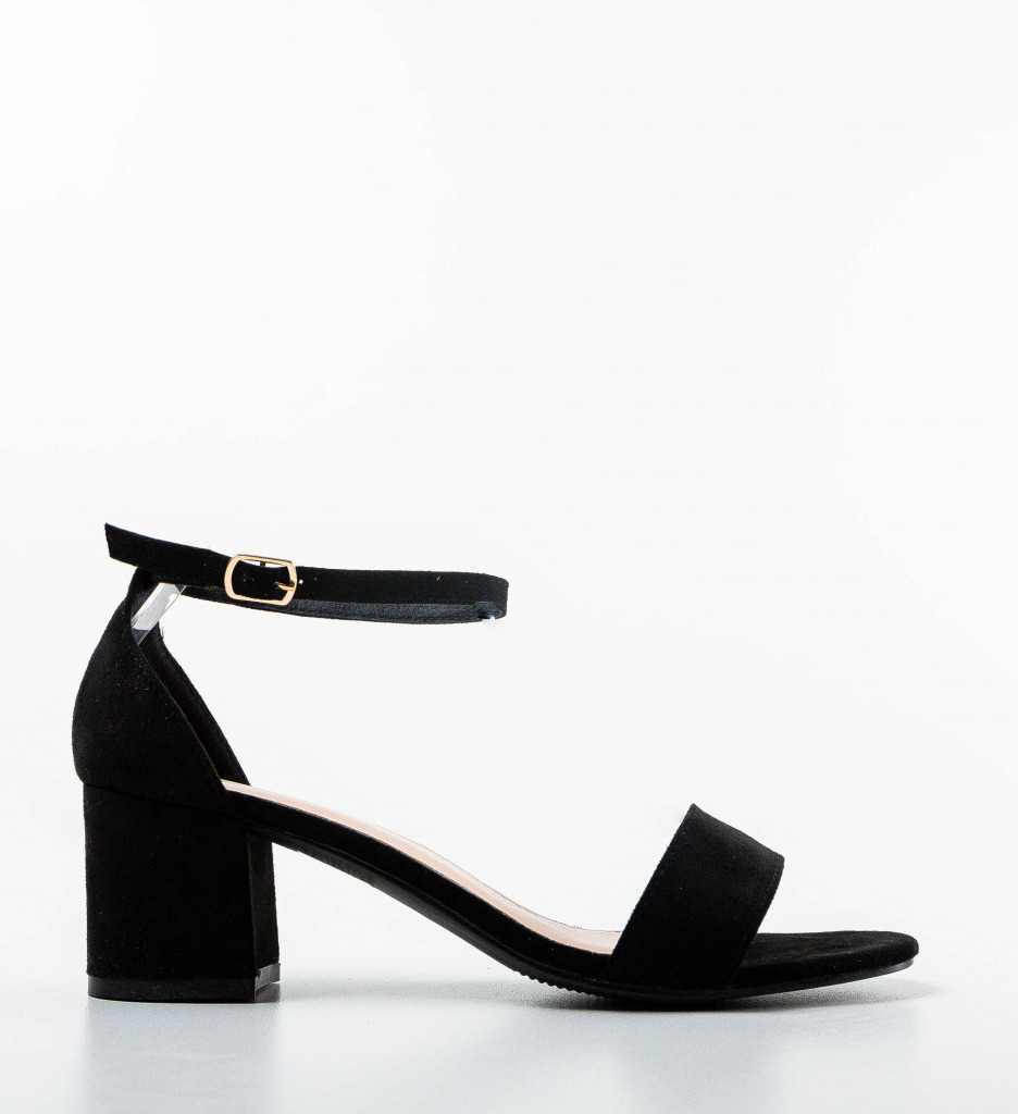 Sandale Banat Negre Elegante cu Toc - imagine 5