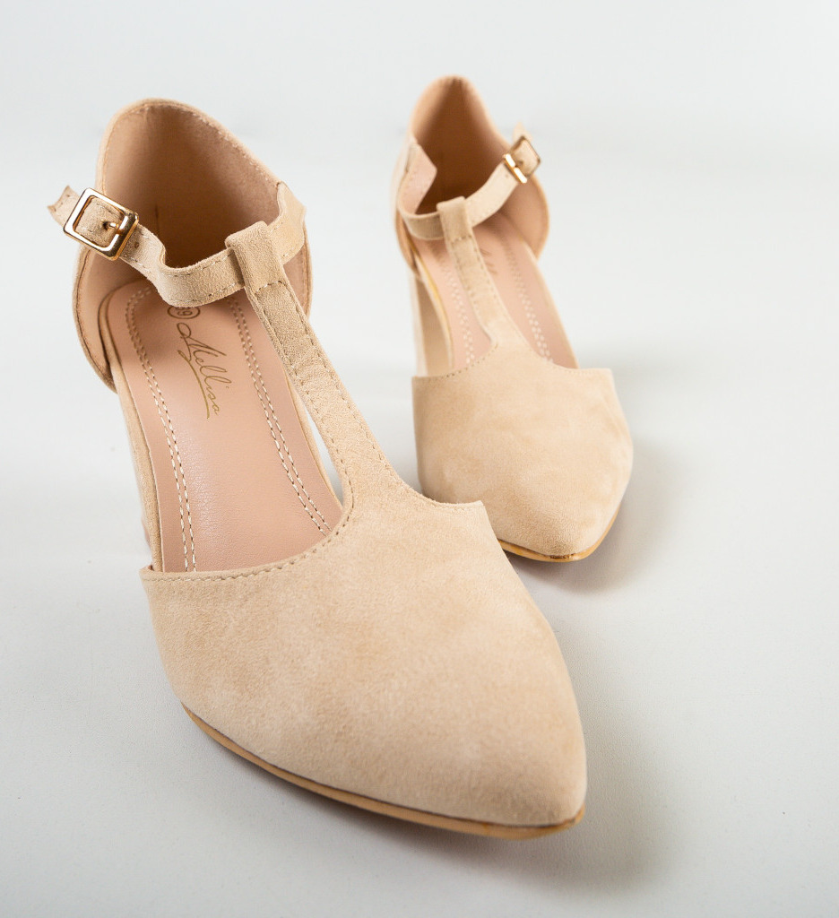 Pantofi Serio Bej cu Toc Elegant - imagine 7