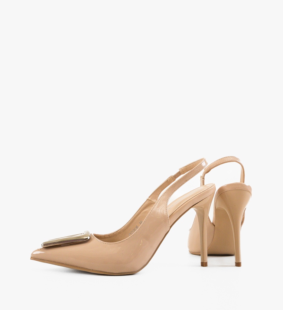 Pantofi dama Bej cu toc - Eleganță Malas - imagine 6