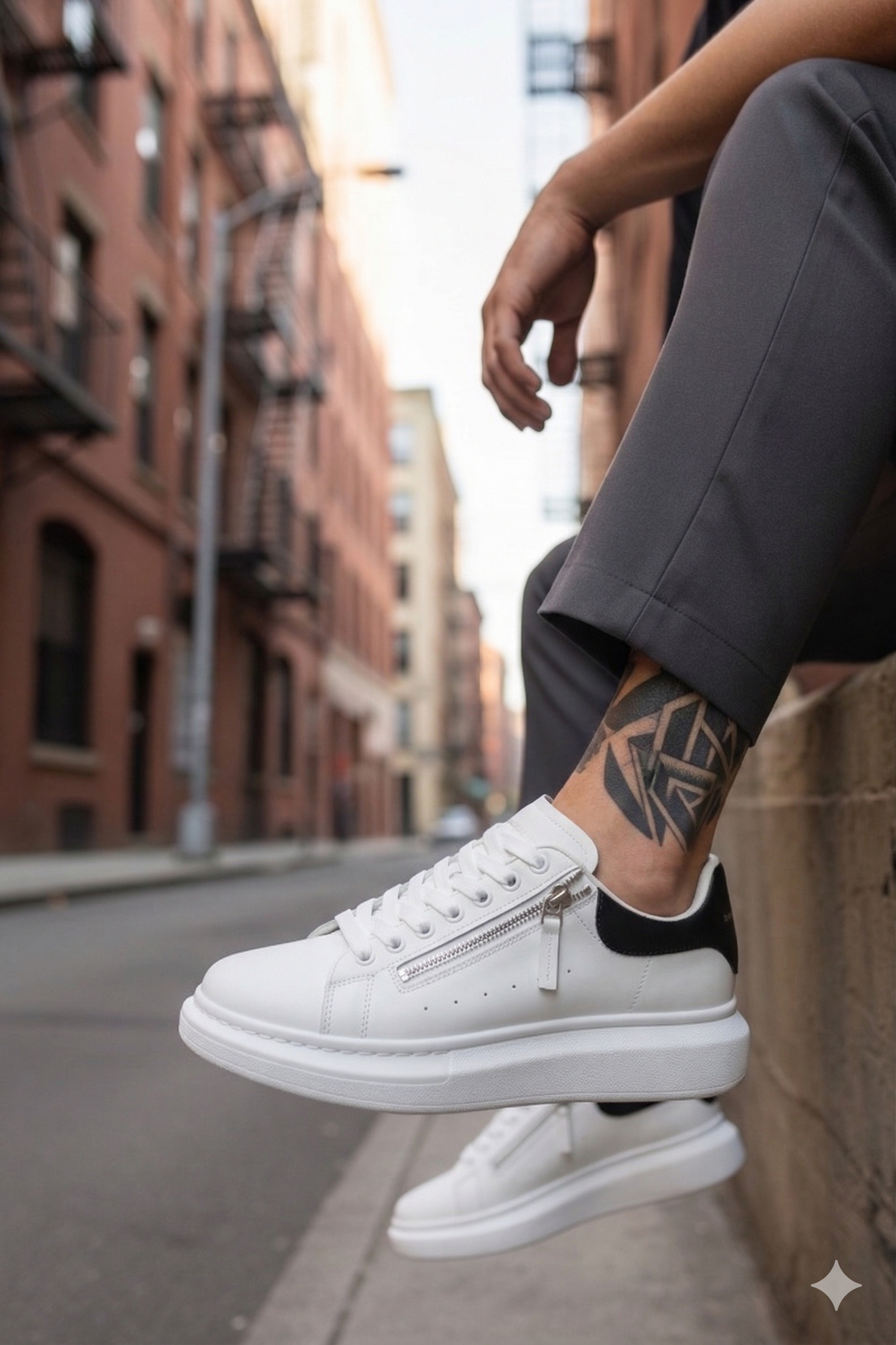 Adidași Casual Bărbați K05 Albi cu Negru Confort - imagine 2
