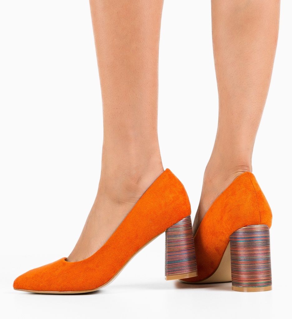 Pantofi cu Toc Ferne Portocalii - Eleganță