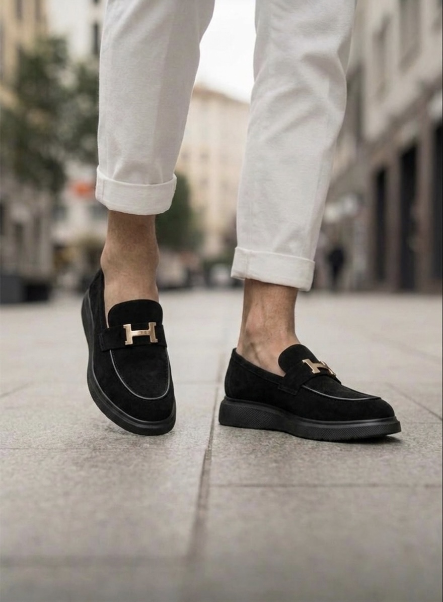 Mocasini barbati H  casual  negri  piele eco  comozi   H02 N17-2