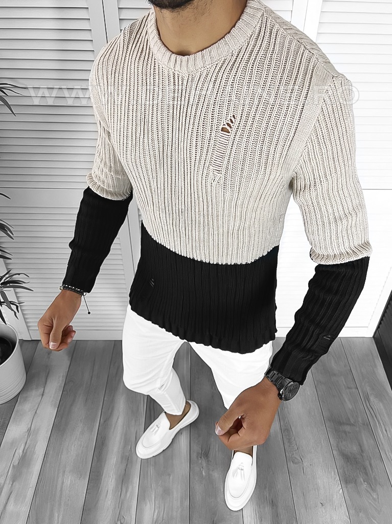 Pulover Barbati Slim Fit Negru Elegant T3577