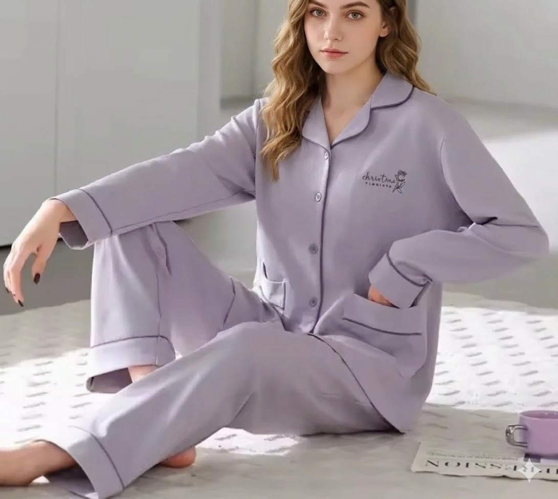 Pijama dama Warm Love Mov, 2 piese, Delis