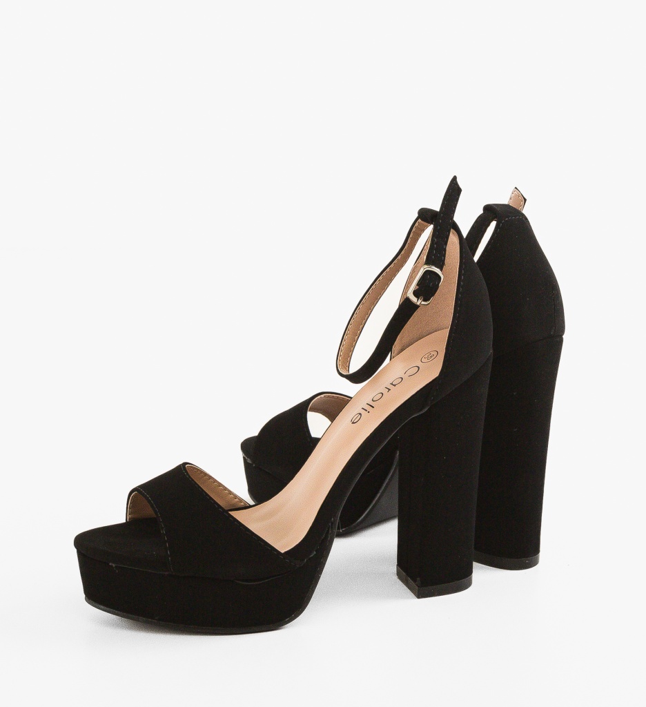 Sandale Elegante cu Toc Stuart Negre - imagine 5