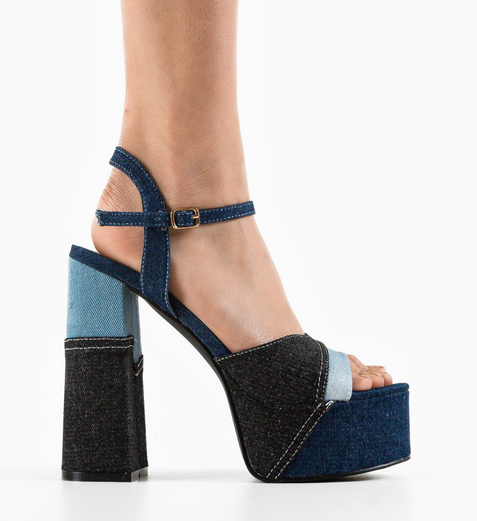 Sandale Myrat Bleumarin cu Toc Elegant - imagine 4