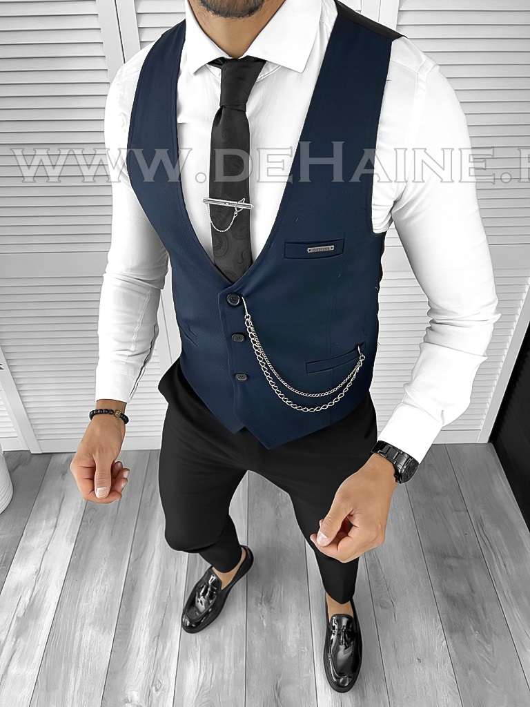 Vesta Barbati Eleganta Slim Fit Bleumarin - Stil Refined