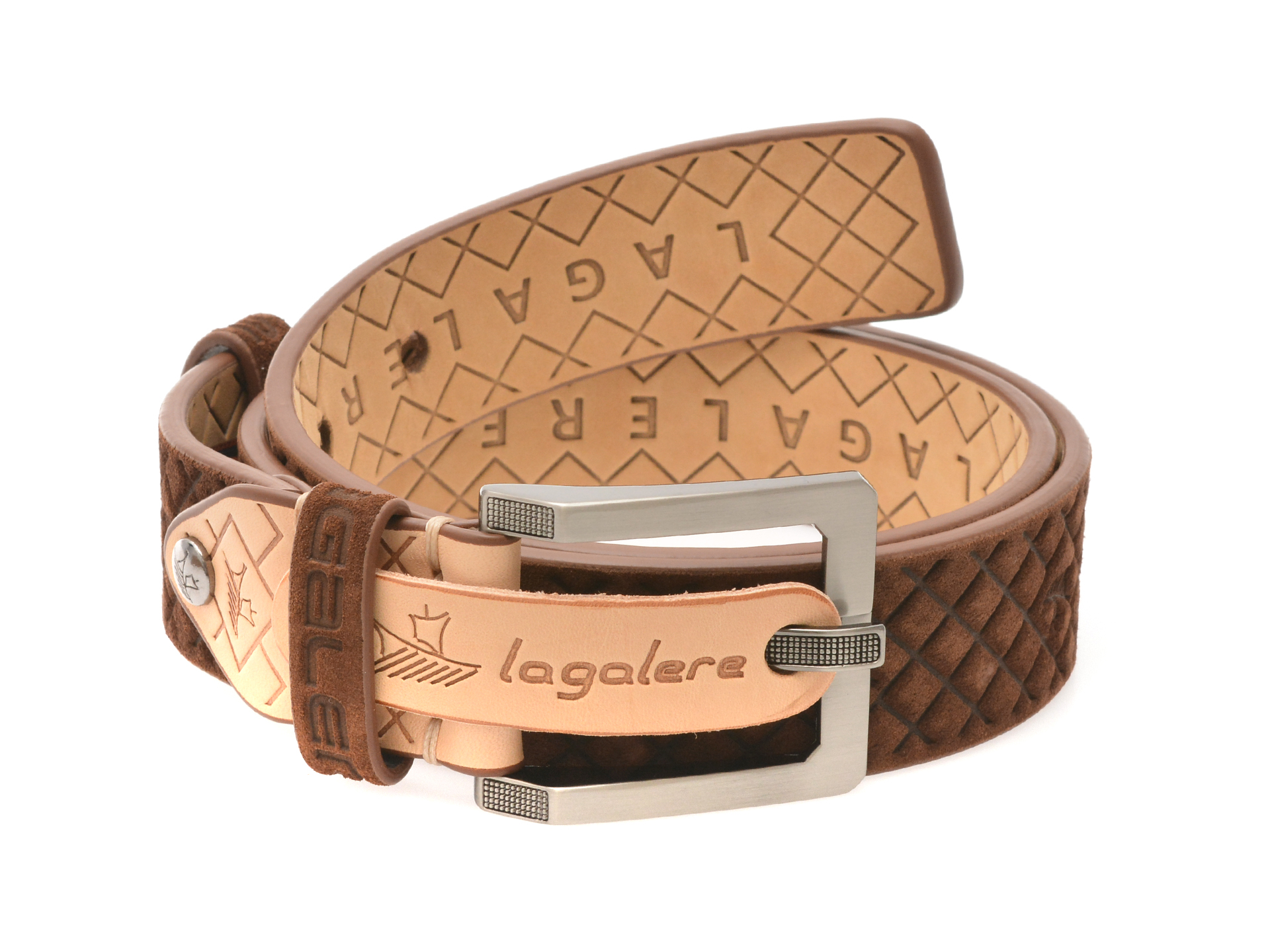 Curea La Galere Piele Întoarsă Maro - Eleganță - imagine 2