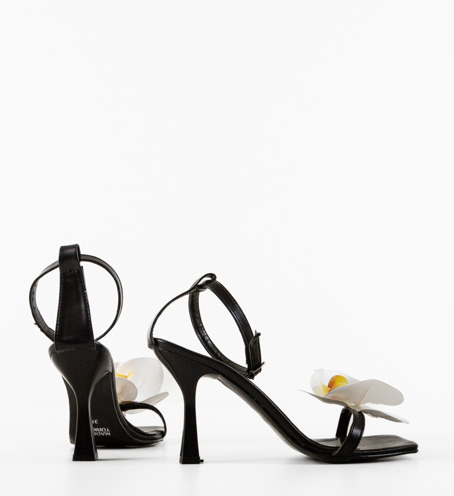 Sandale cu Toc Orchidee Negre - Stil și Rafinament - imagine 5