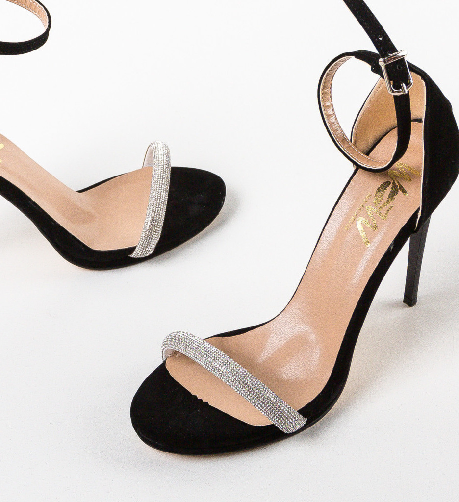 Sandale Tipsy Negre cu Toc Elegant - imagine 7