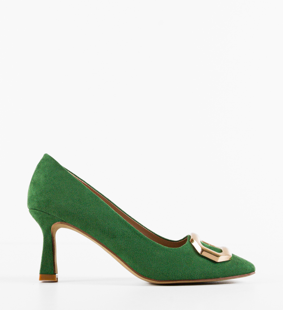 Pantofi Lesedi Verzi Eleganți cu Toc - imagine 3