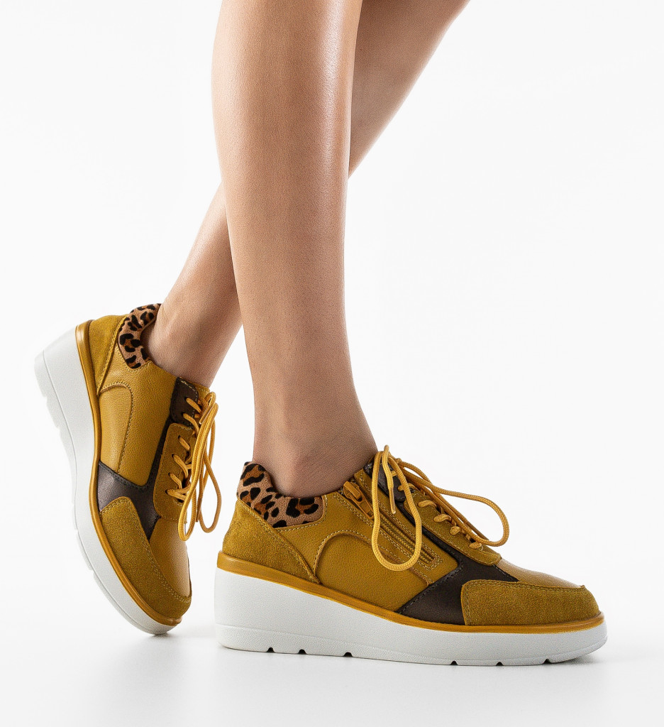 Sneakers Dama Nysa Galbeni - Confort & Stil - imagine 2