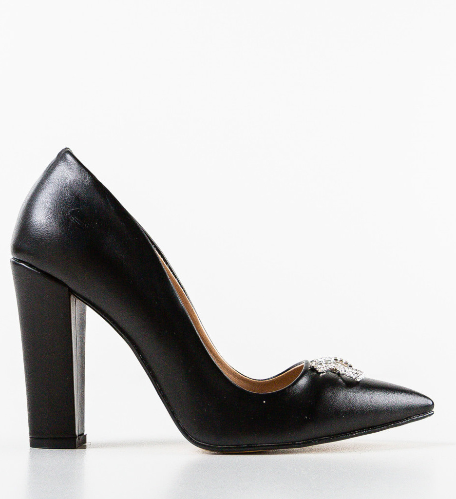Pantofi Saxona Negri Eleganți cu Toc - imagine 4