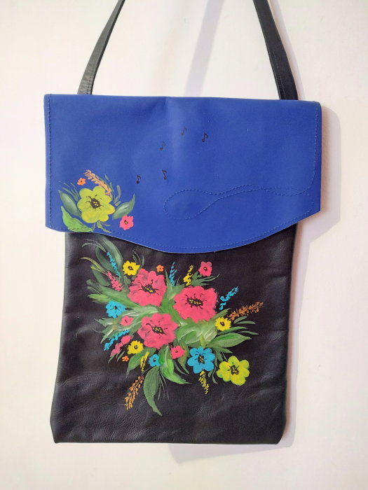 Geantă Piele Naturală Shopika | Design Floral Vesel