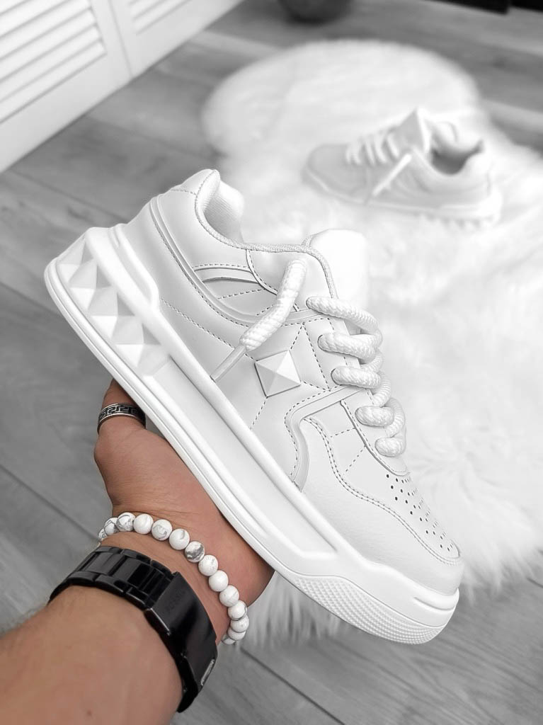 Adidasi Barbati Casual Albi din Piele Ecologica