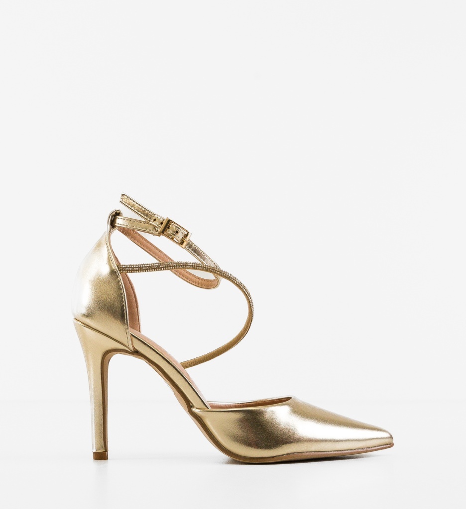 Pantofi Stiletto Dama Levvy Aurii Eleganți - imagine 4