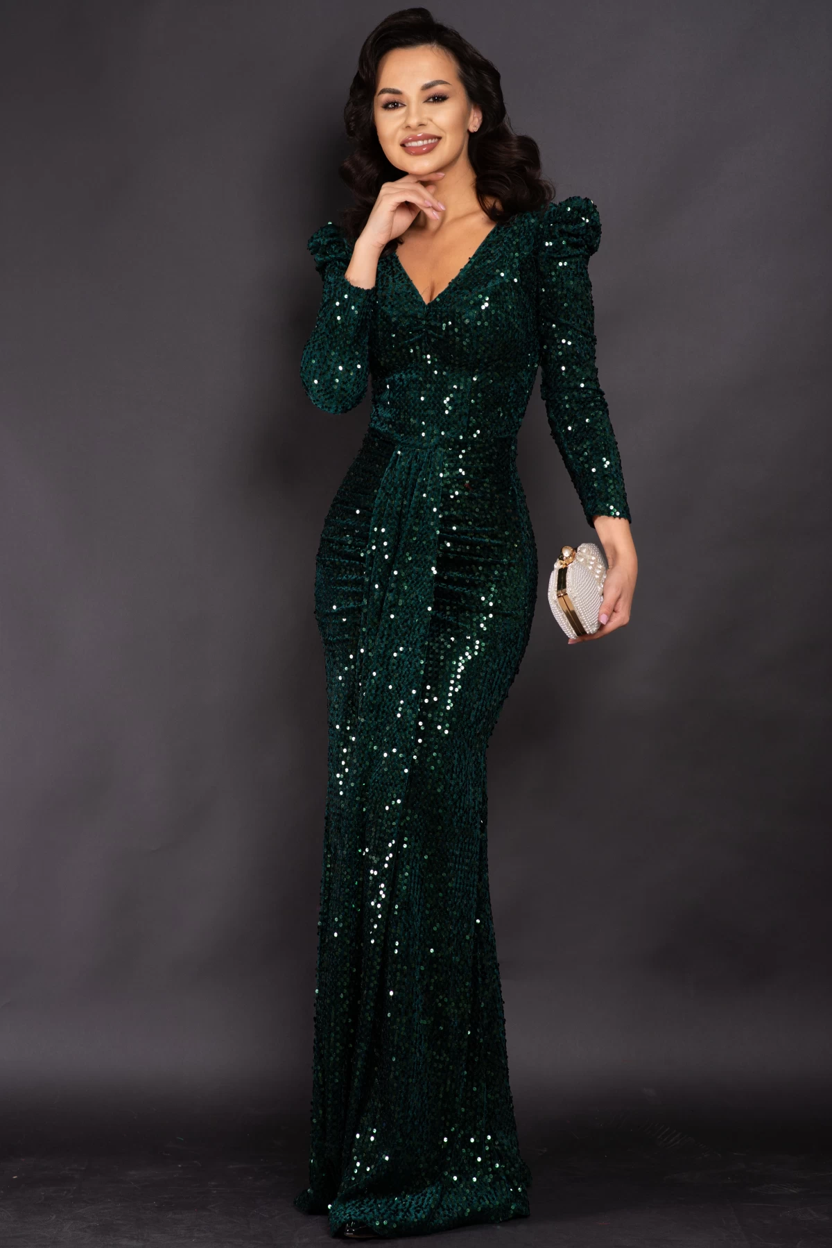 Rochie Clarisse Sirena Paiete Verzi Eleganta