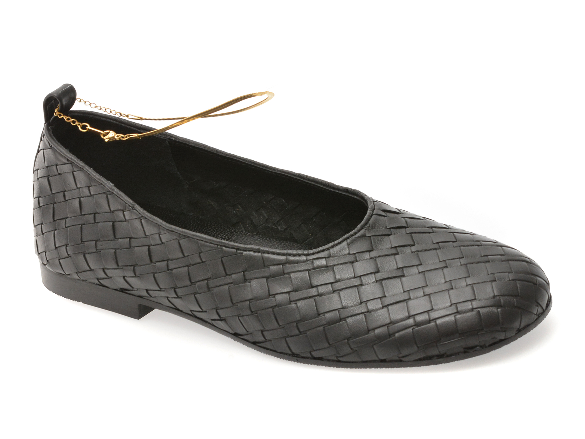 Balerini GOLD DEER negri din piele naturală, eleganță confortabilă