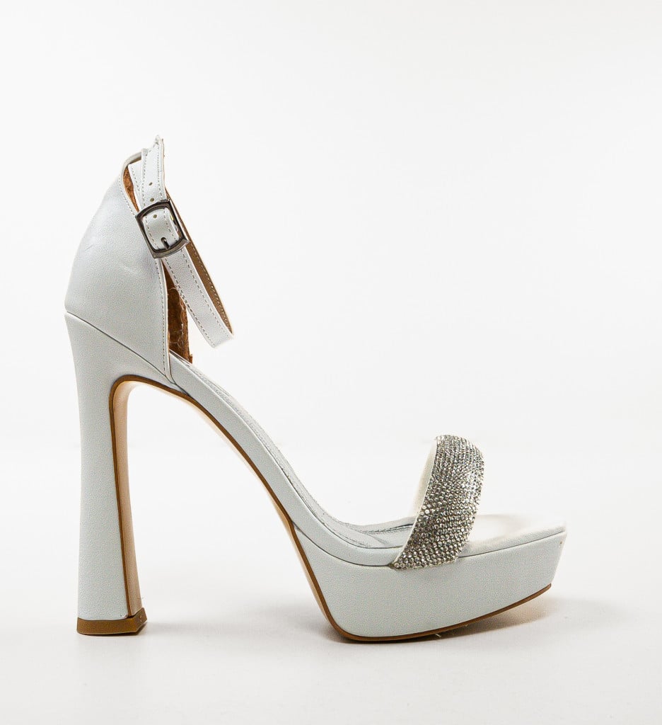 Sandale Dama Neke Albe cu Toc Elegant - imagine 8