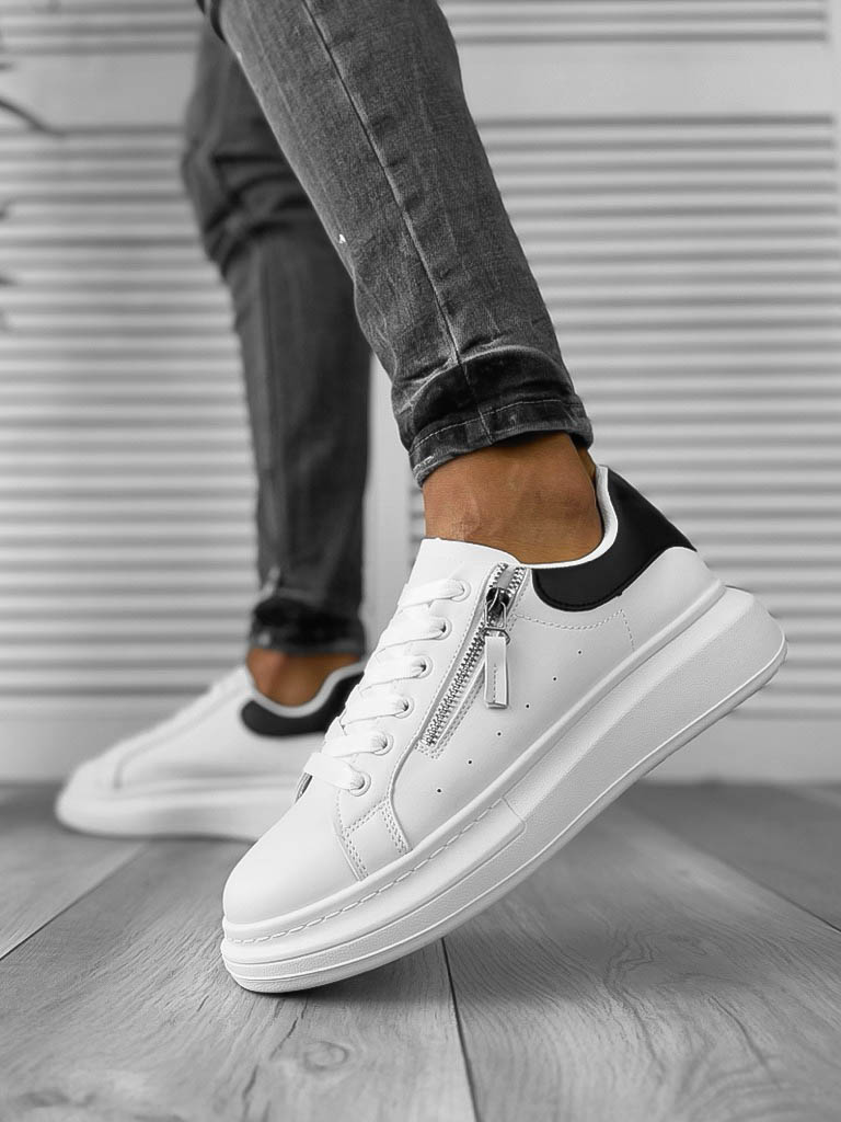 Adidași Casual Bărbați K05 Albi cu Negru Confort