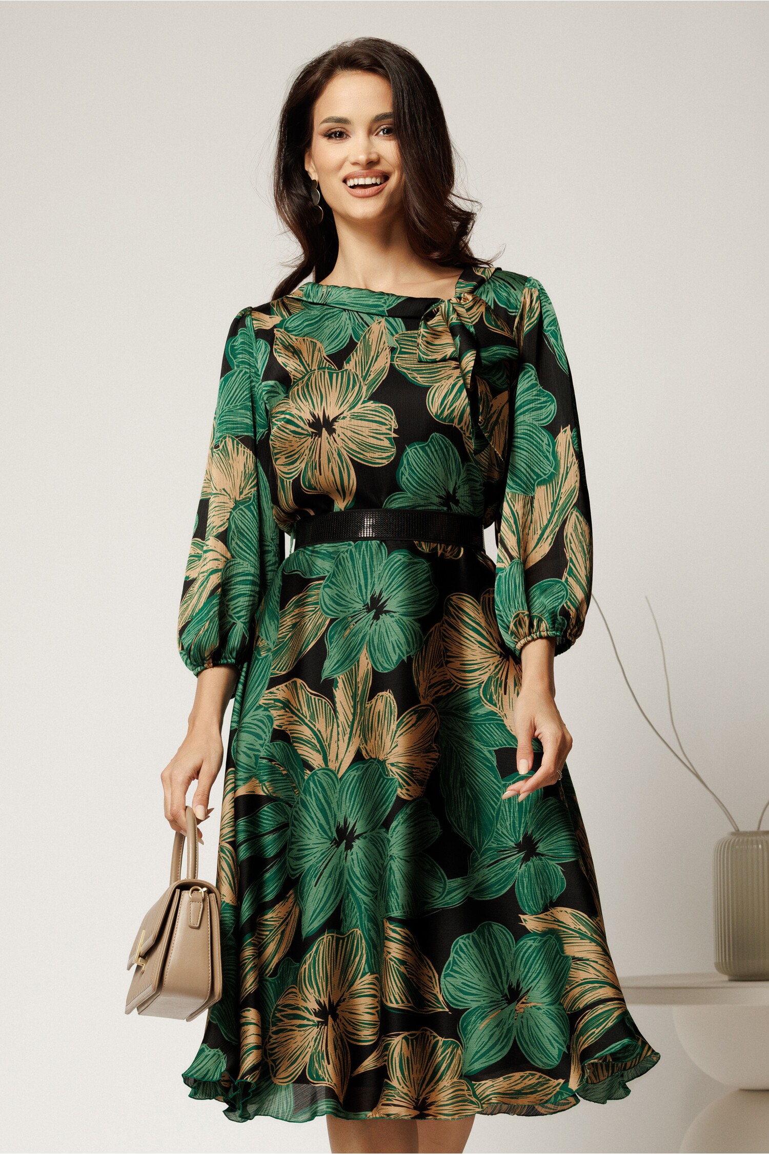 Rochie Cununie Civilă Elegantă cu Imprimeu Floral