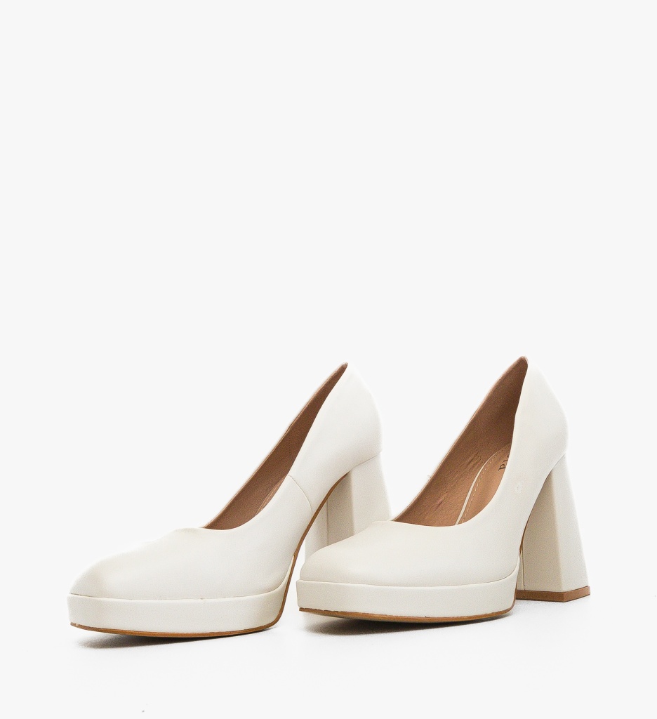 Pantofi Davis Albi cu Toc - Eleganță Pură - imagine 6