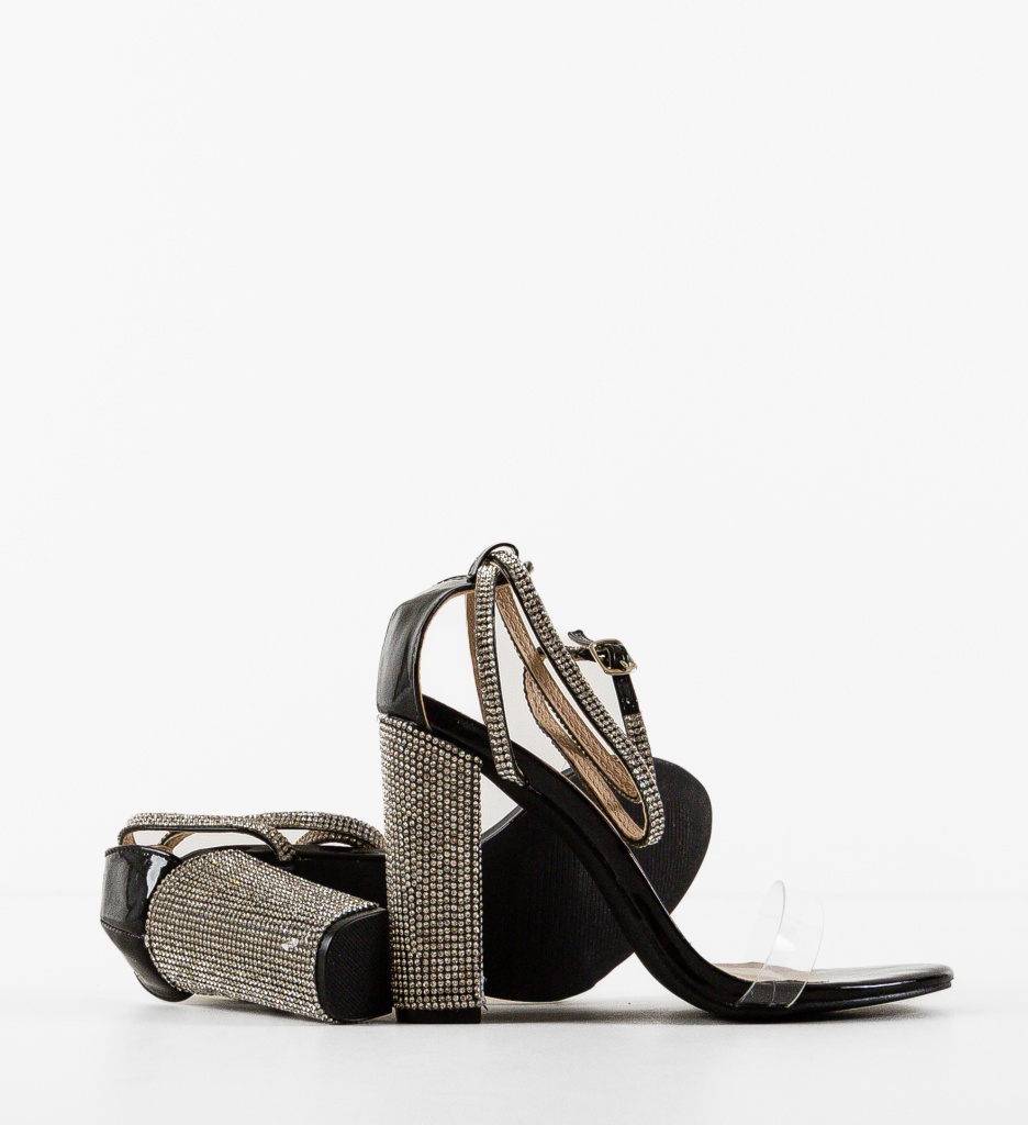 Sandale Tuluga Negre cu Toc Elegant - imagine 6