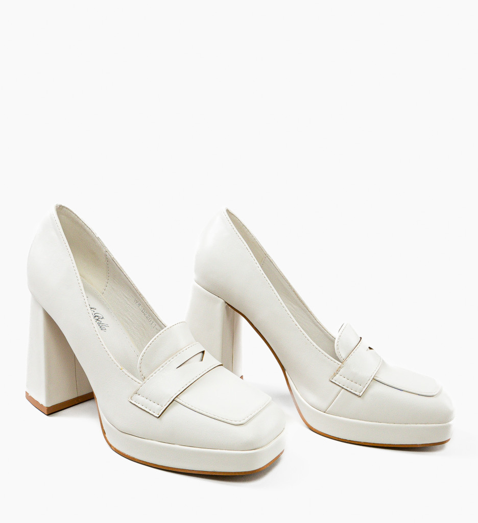 Pantofi Dama Elino Albi cu Toc Eleganți