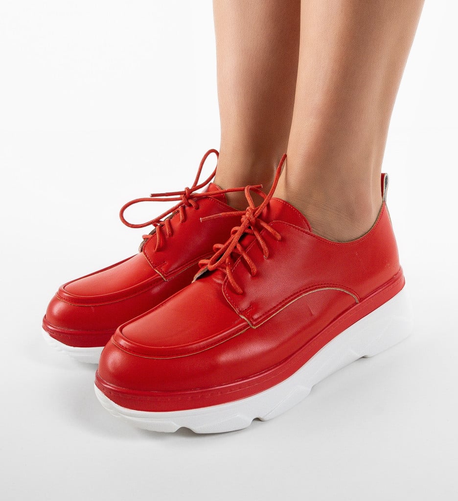 Pantofi Casual Dama Frelly Rosii - Confort Stil - imagine 3