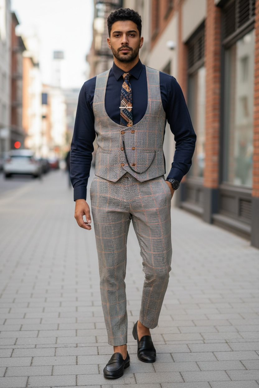 Compleu Barbati Elegant Vesta + Pantaloni - imagine 2