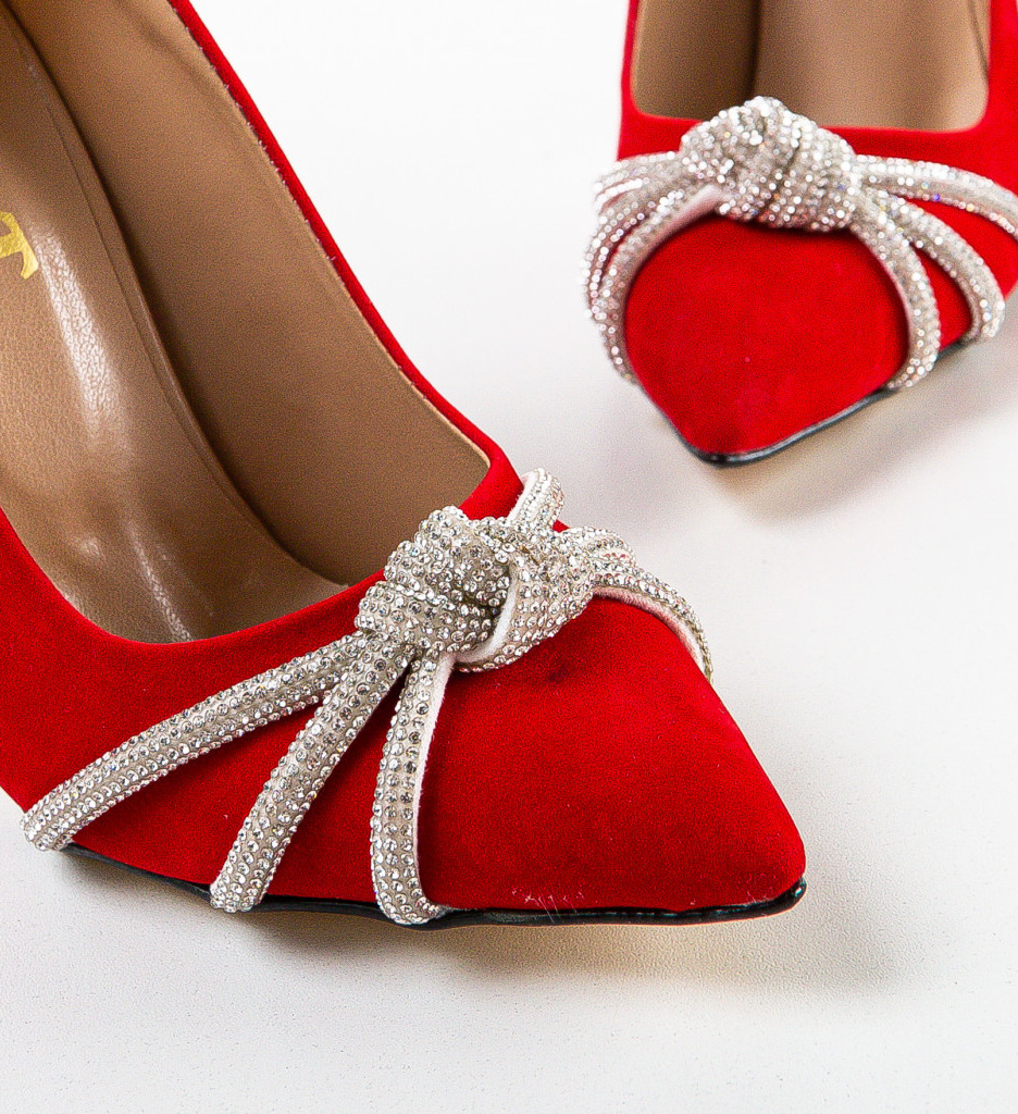 Pantofi Dama Mogles Rosii cu Toc Eleganți - imagine 8