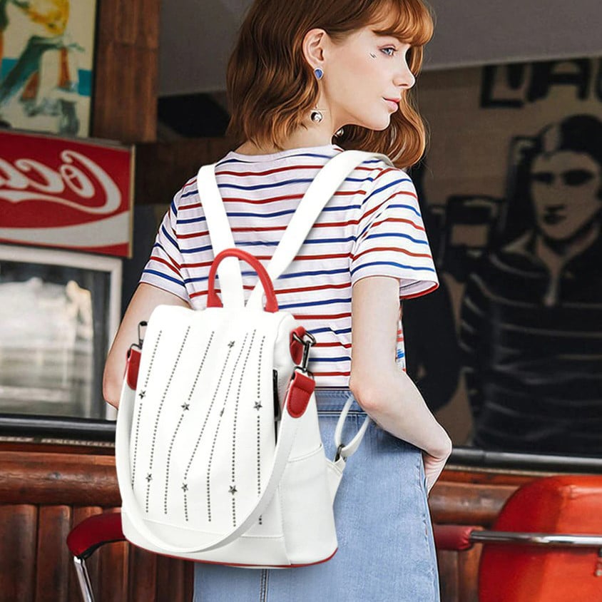 Rucsac Dama Pfy Lea Antifurt, 2-in-1 Alb - imagine 2