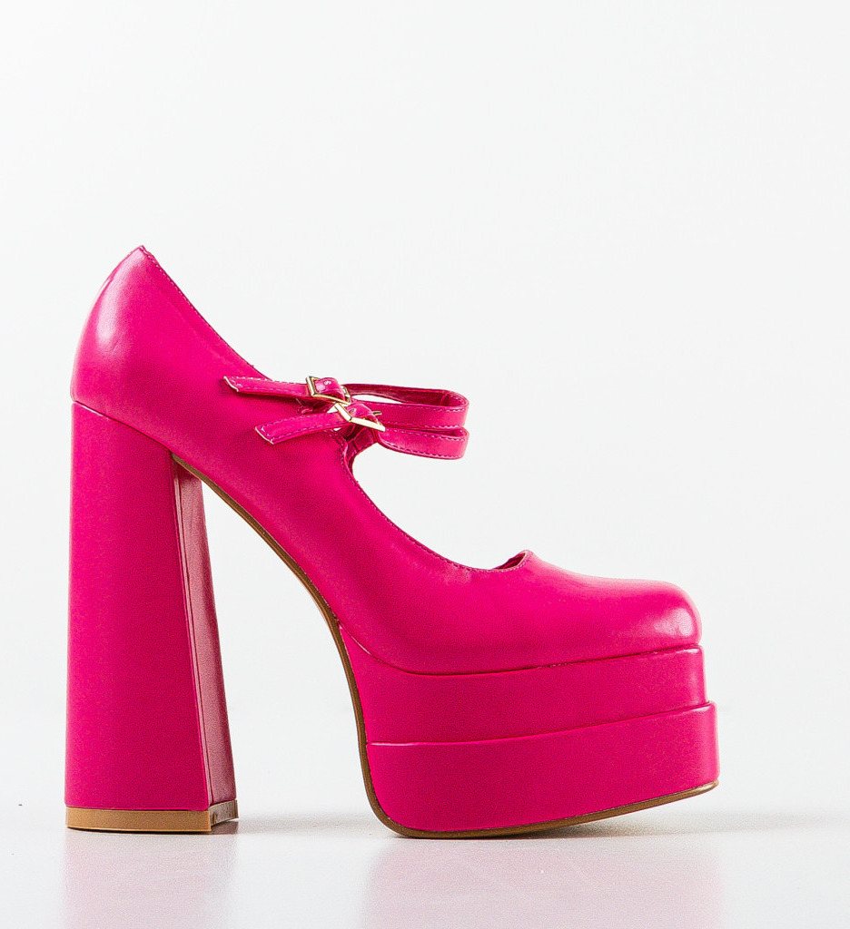 Pantofi dama Maysa Fuchsia cu toc elegant - imagine 4