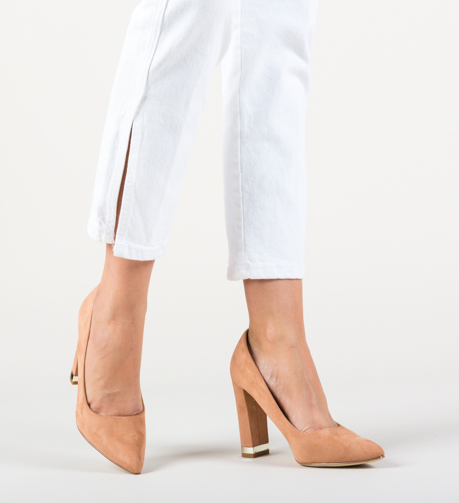 Pantofi Eleganti Bej cu Toc Sofie - imagine 2