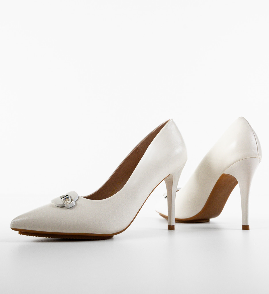 Pantofi Maliro Albi cu Toc - Eleganță Pură