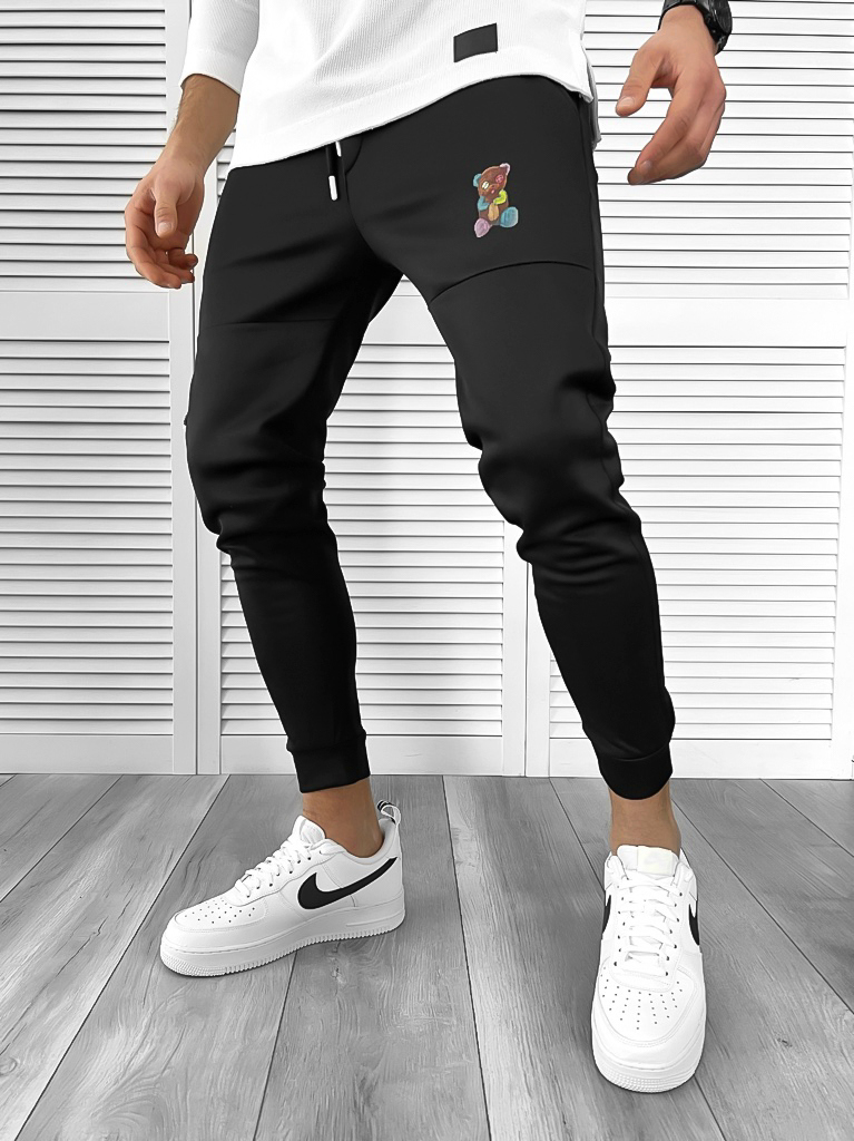 Pantaloni Trening Conici Negri - Stil Modern