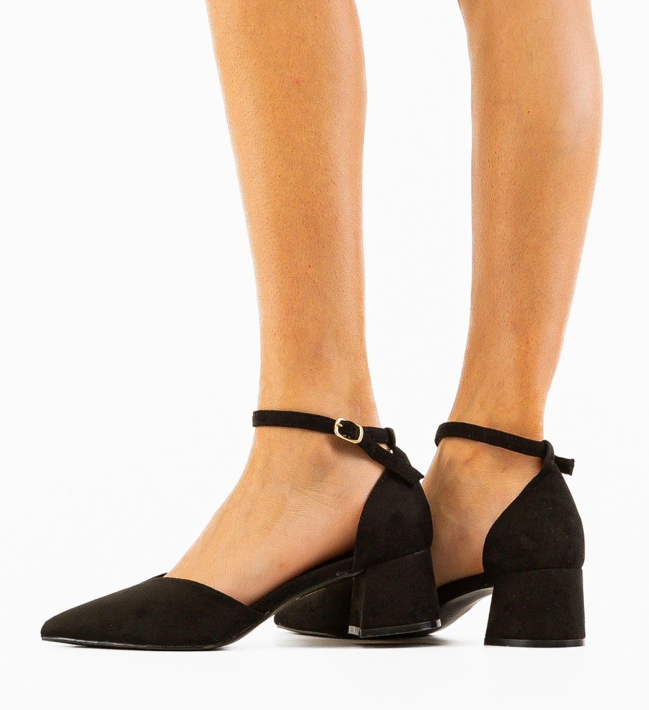 Pantofi Neyny Negri Eleganți cu Toc - imagine 3