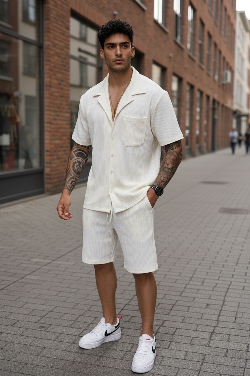 Compleu Vara Camasa + Pantaloni Cream Elegant