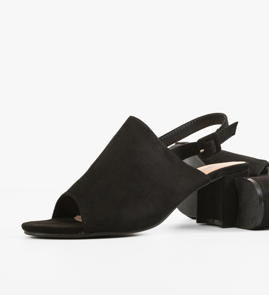 Sandale Dama Wannin Negre cu Toc Elegant - imagine 5