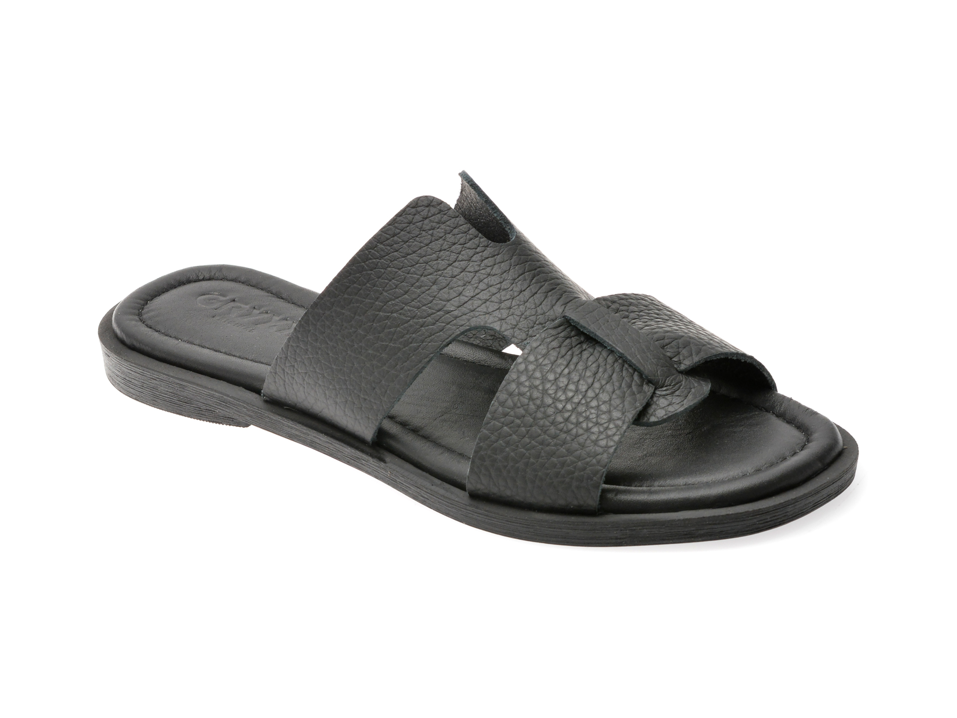 Papuci GRYXX negri din piele naturală