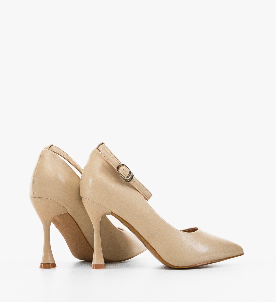 Pantofi Dama Opium Bej cu Toc Elegant - imagine 4