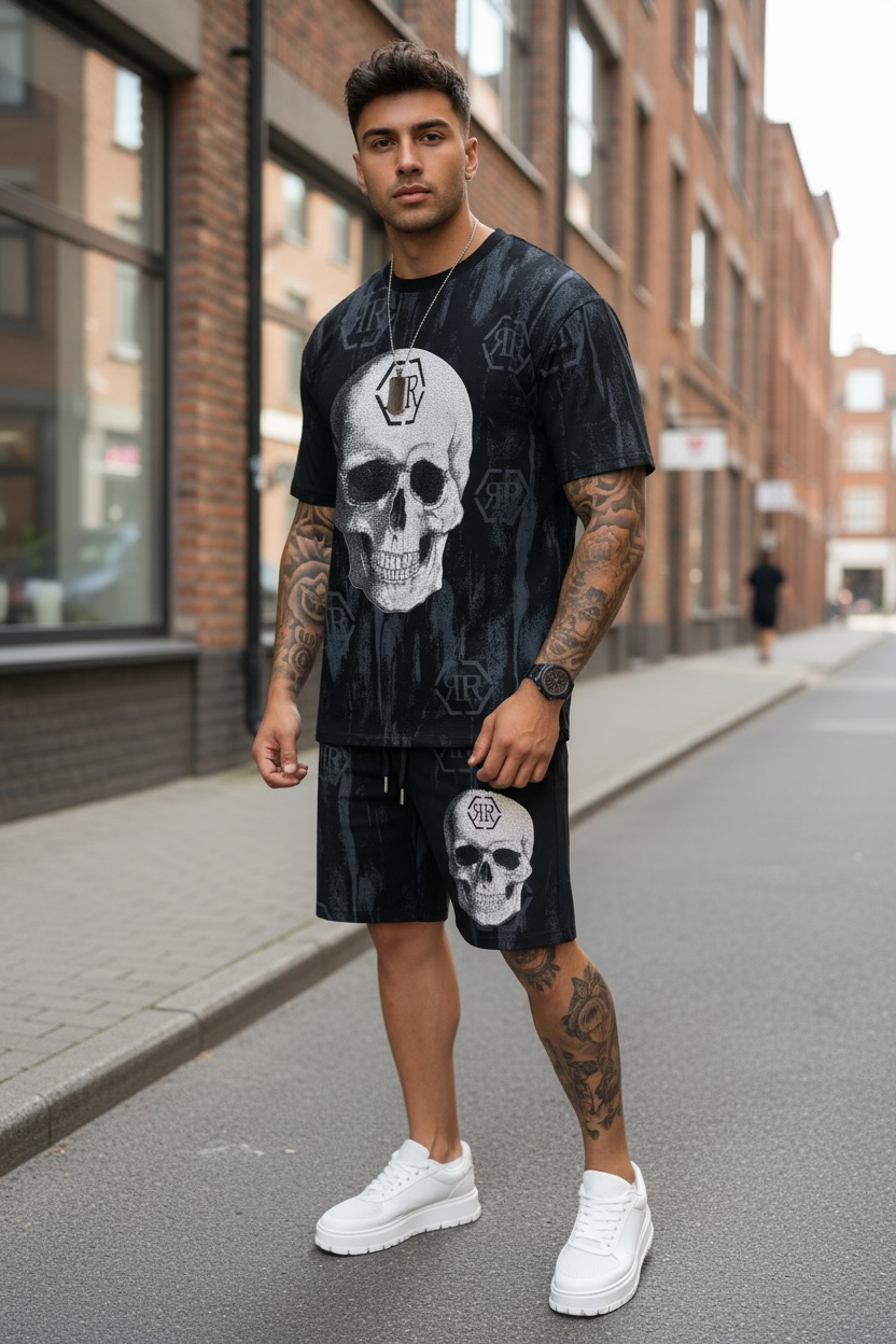 Compleu de vara tricou oversize + pantaloni negru 537 40-5.2