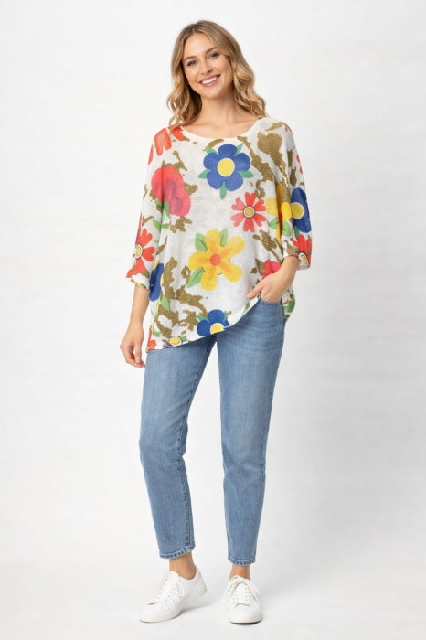 Bluză Manecă Fluture cu Imprimeu Floral | Shopika