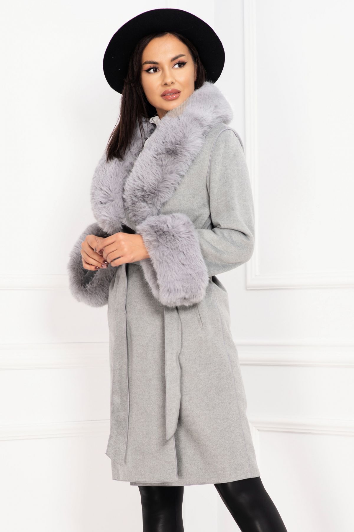 Palton Cașmir Patricia Gri Călduros