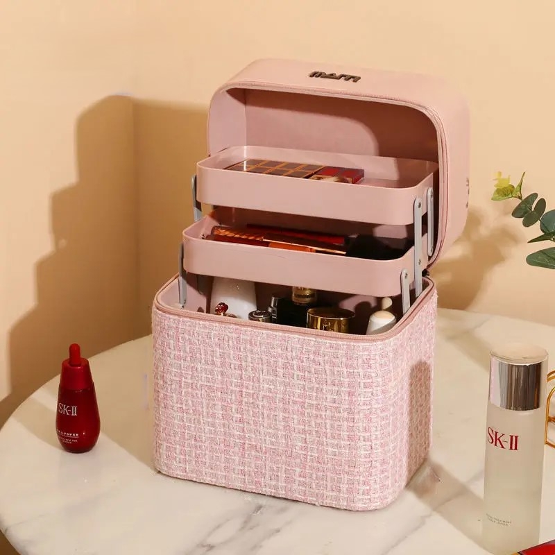 Geanta Cosmetice Vespera AC005 Roz cu Organizer