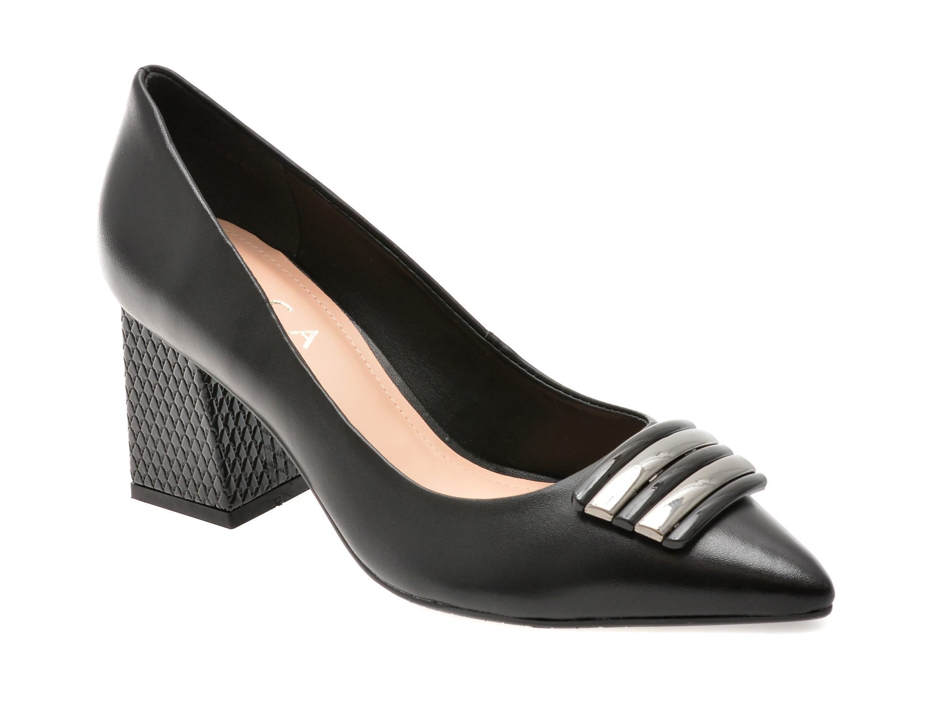 EPICA Pantofi Eleganti Negri Piele Lacuita