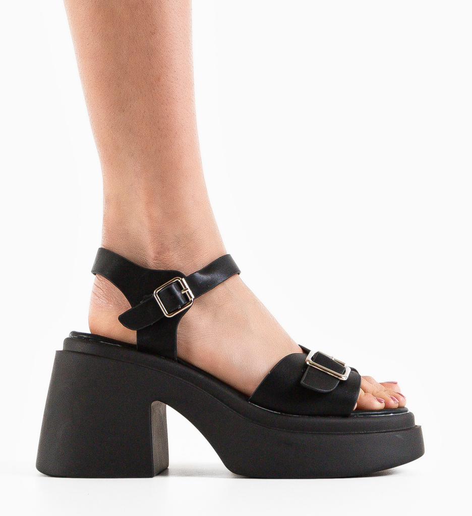 Sandale cu toc Tripoli Negre | Eleganță Asigurată - imagine 4