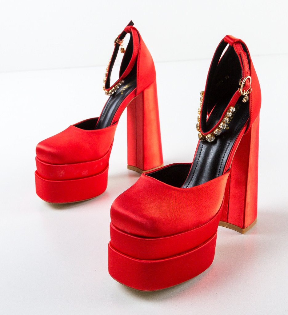 Pantofi Dama Iman Rosii cu Toc Eleganți - imagine 6